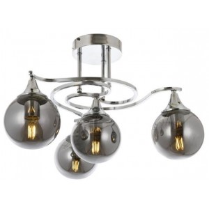 METAL and GLASS CHROME PLATED CHANDELIER 55 CM DIAMETER LOAD: 20 CM